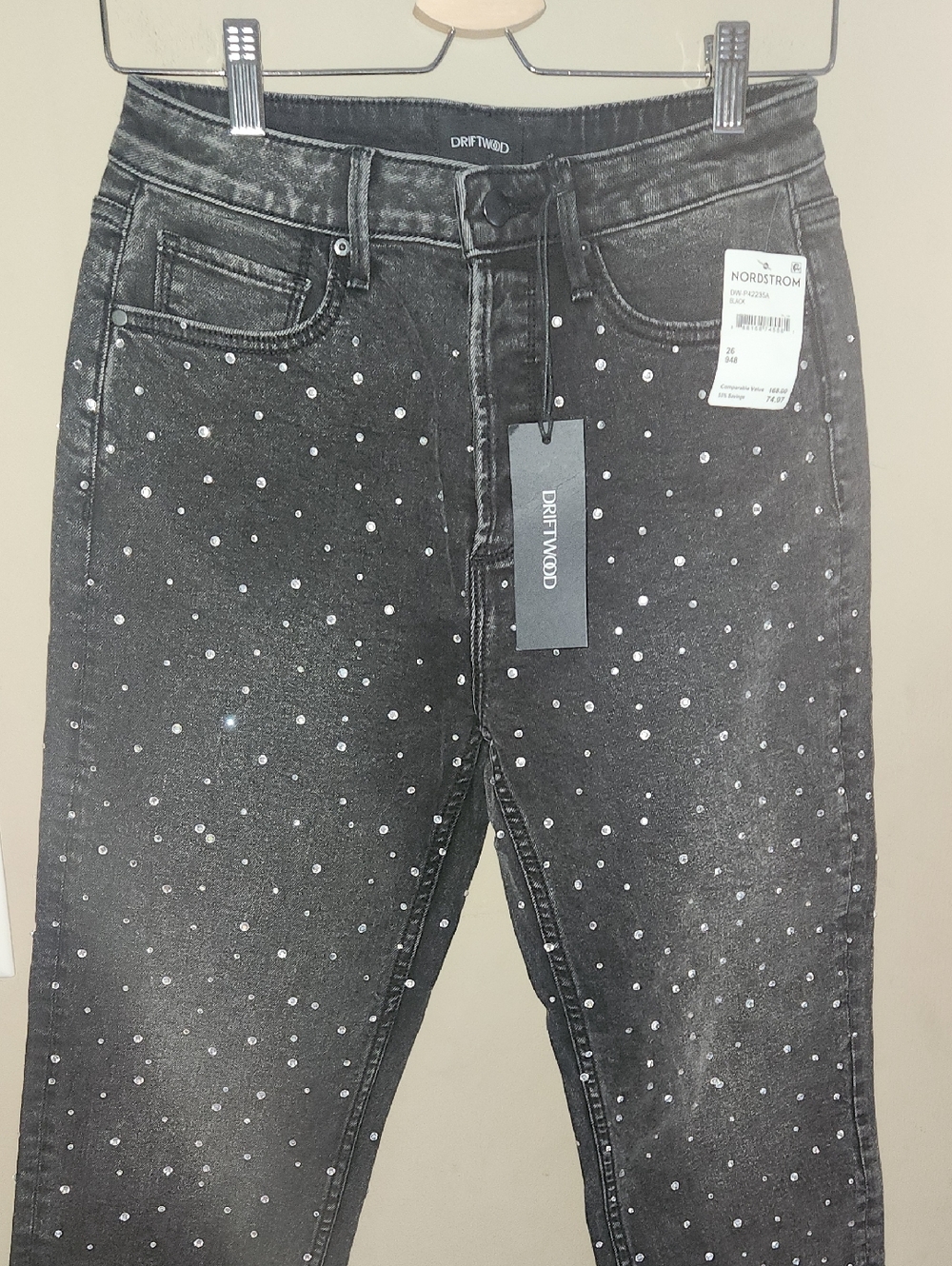 NWT DRIFTWOOD Royce‎ After Party High Waist Crystal Embellished Jeans Size 26 - Picture 2 of 15